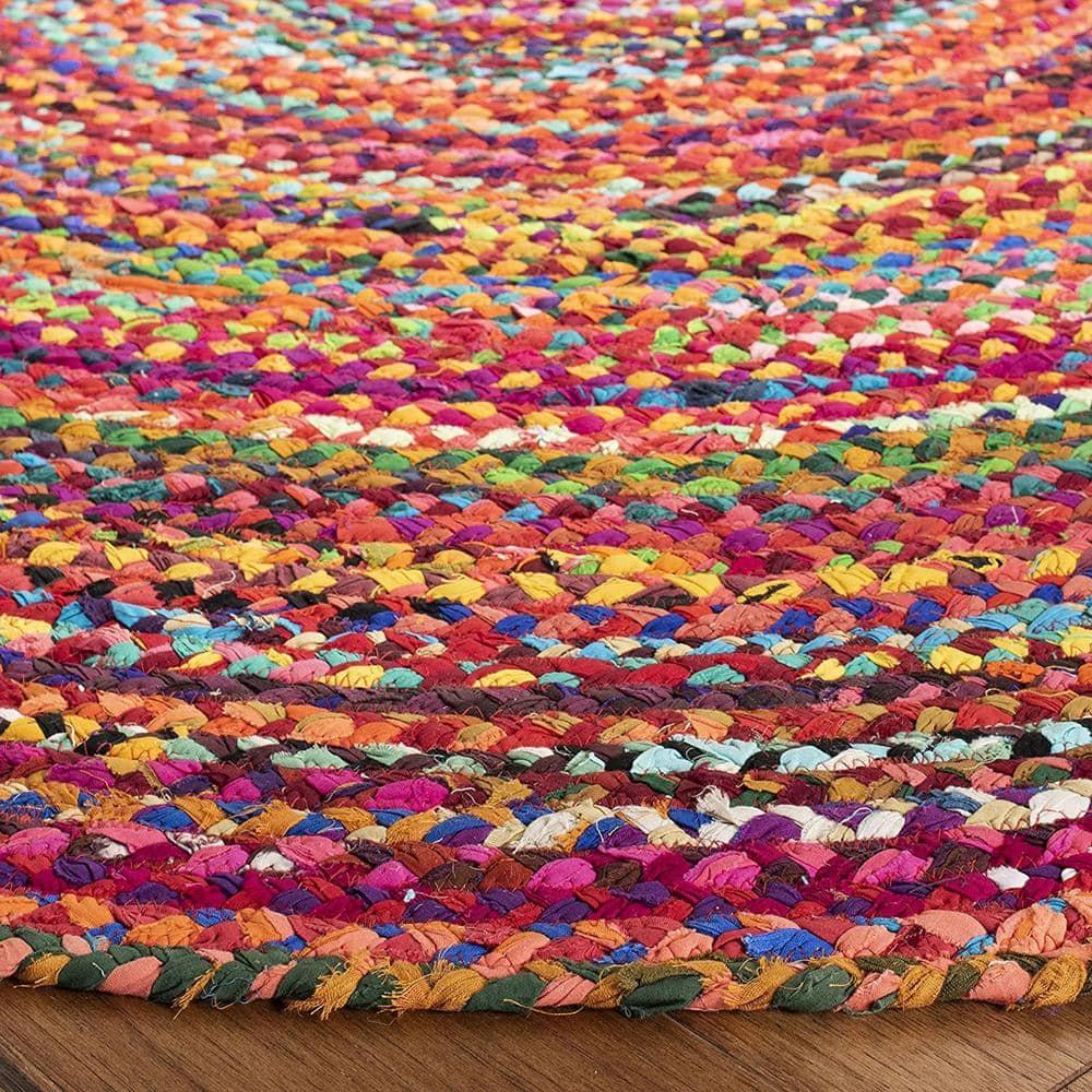 Unique Loom Braided Chindi Collection Area Rug - Layer (6' 1" Round Multi/Blue)