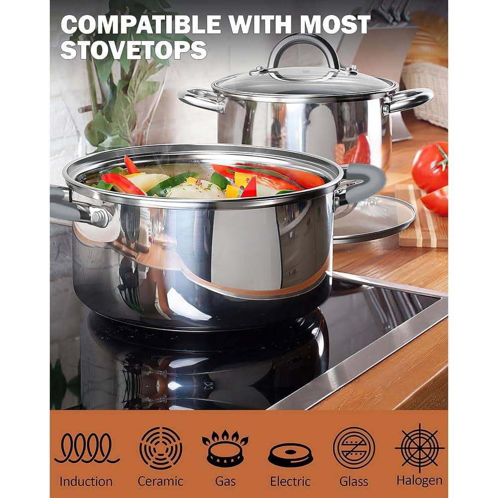 Cooks Standard 12 Piece Stainless Steel Cookware Set, Silicone Handle