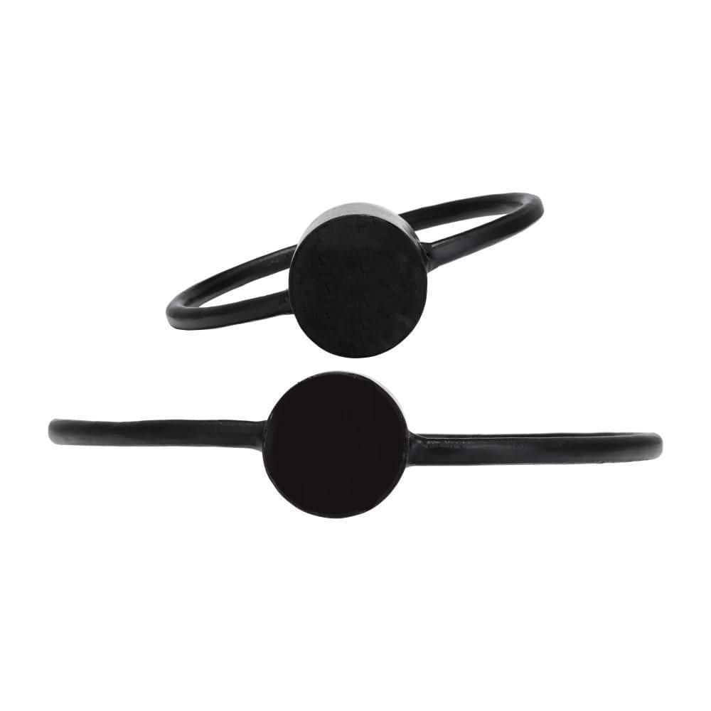Sagebrook Home Set of 2 Metal Decorative Ring Candle Holders - Contemporary Abstract Black Aluminum Ring