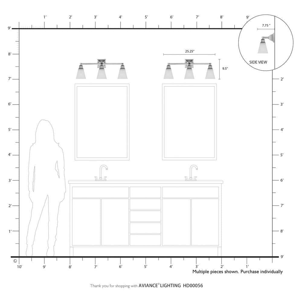 Livex Lighting Mission 3 - Light Vanity in  Polished Chrome
