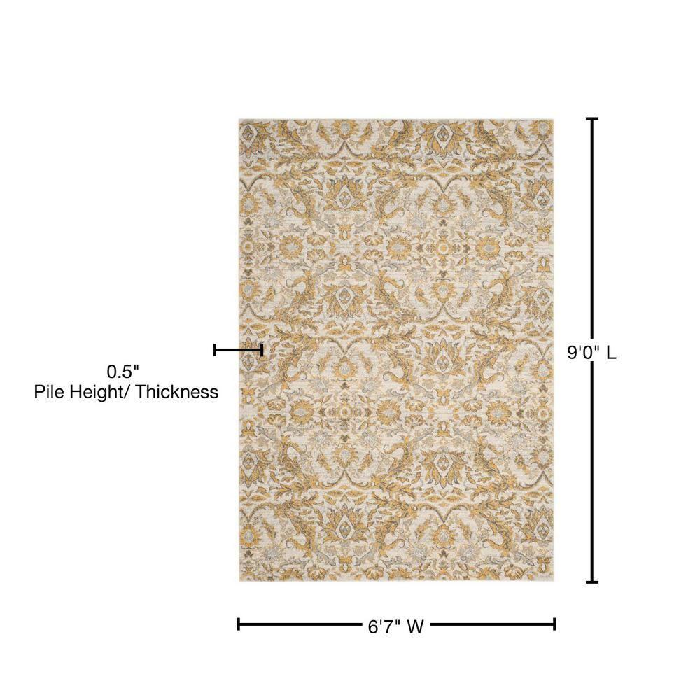 Evoke EVK238 Power Loomed Area Rug - Ivory/Gold - 6'7"x9' - Safavieh.