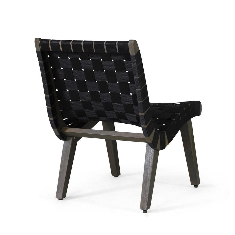 Morganton Rope Weave Outdoor Lounge Chair, Set of 2, Black and Teak