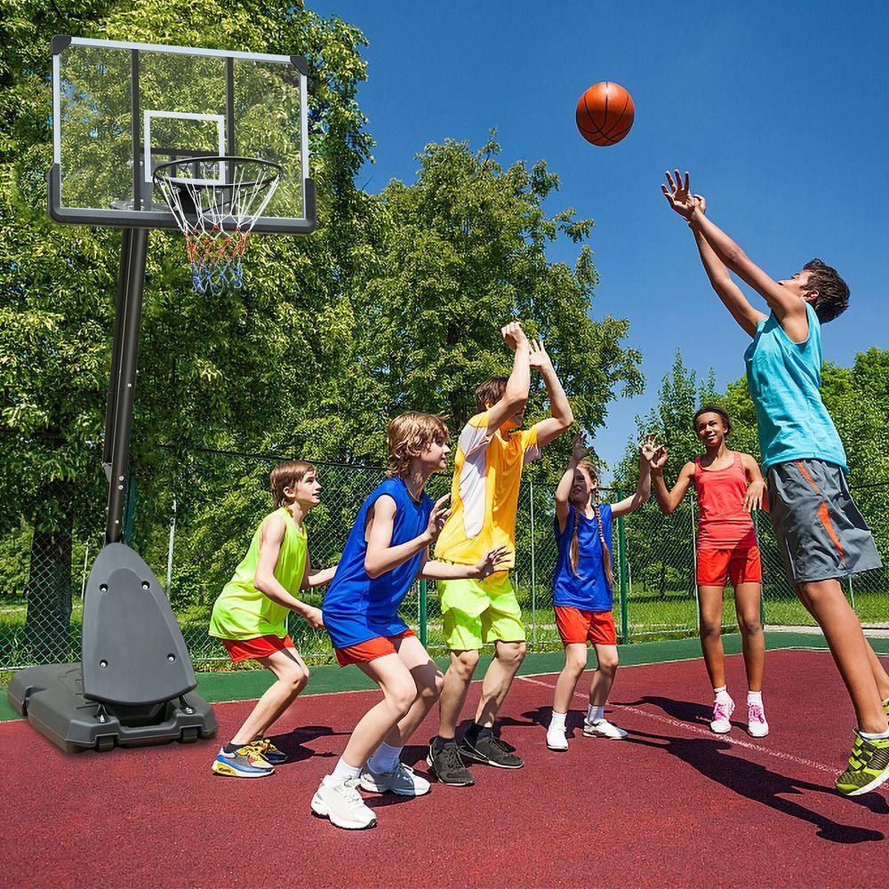 BTMWAY Portable Basketball Hoop Outdoor, 7.5-10 ft Height Adjustable Basketball Hoop Outdoor for Kids Youth and Adults in Backyard, Youth Basketball Goal with Wheels, Outdoor Play Equipment