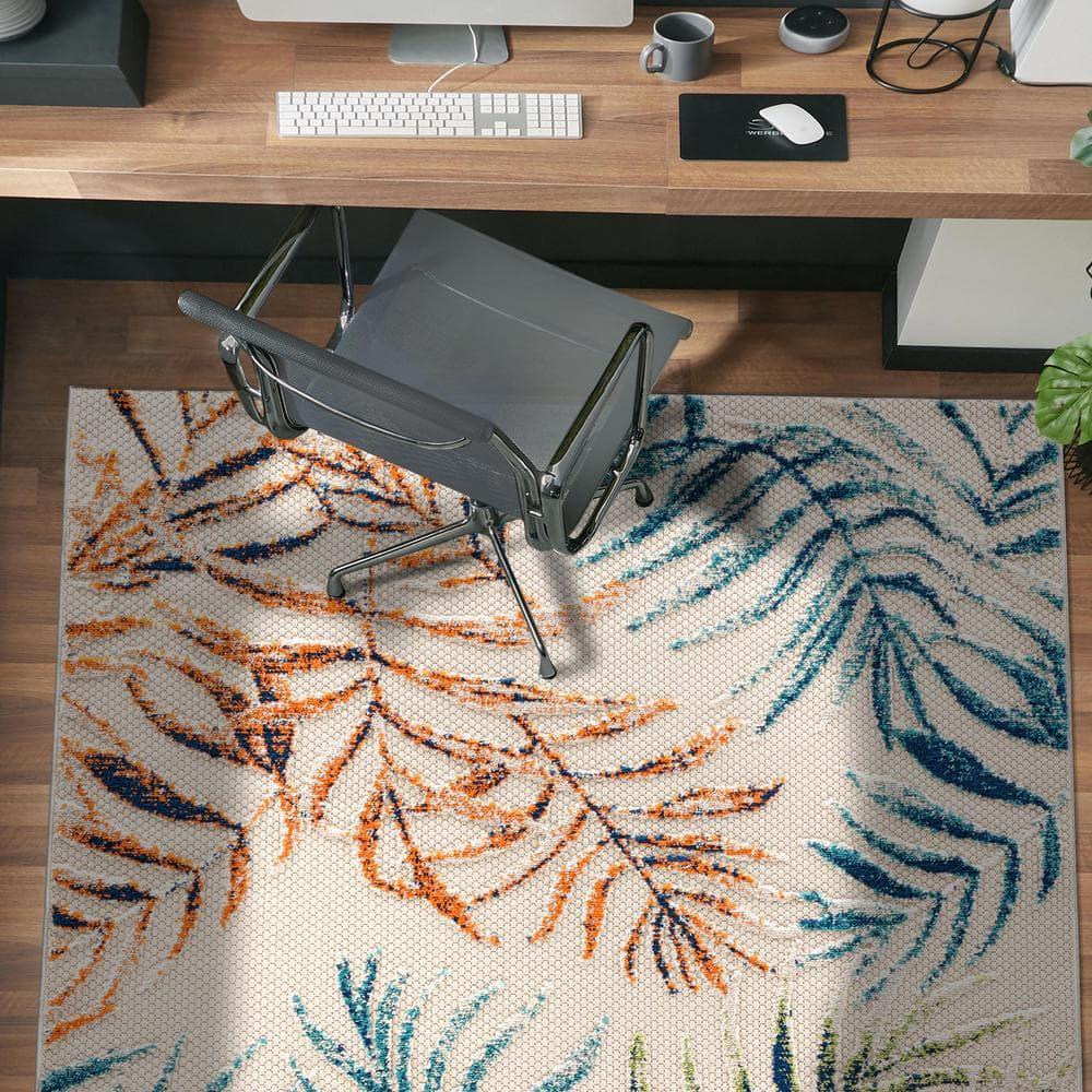 World Rug Gallery Bahama Palm Frond Floral Indoor/Outdoor Area Rug - Multi 5' x 7'