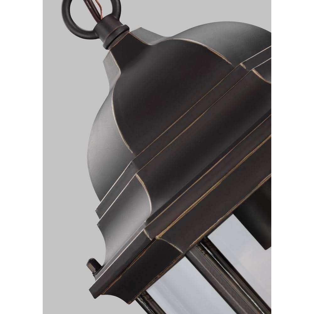 Antique Bronze Classic Lantern Outdoor Pendant with Clear Glass