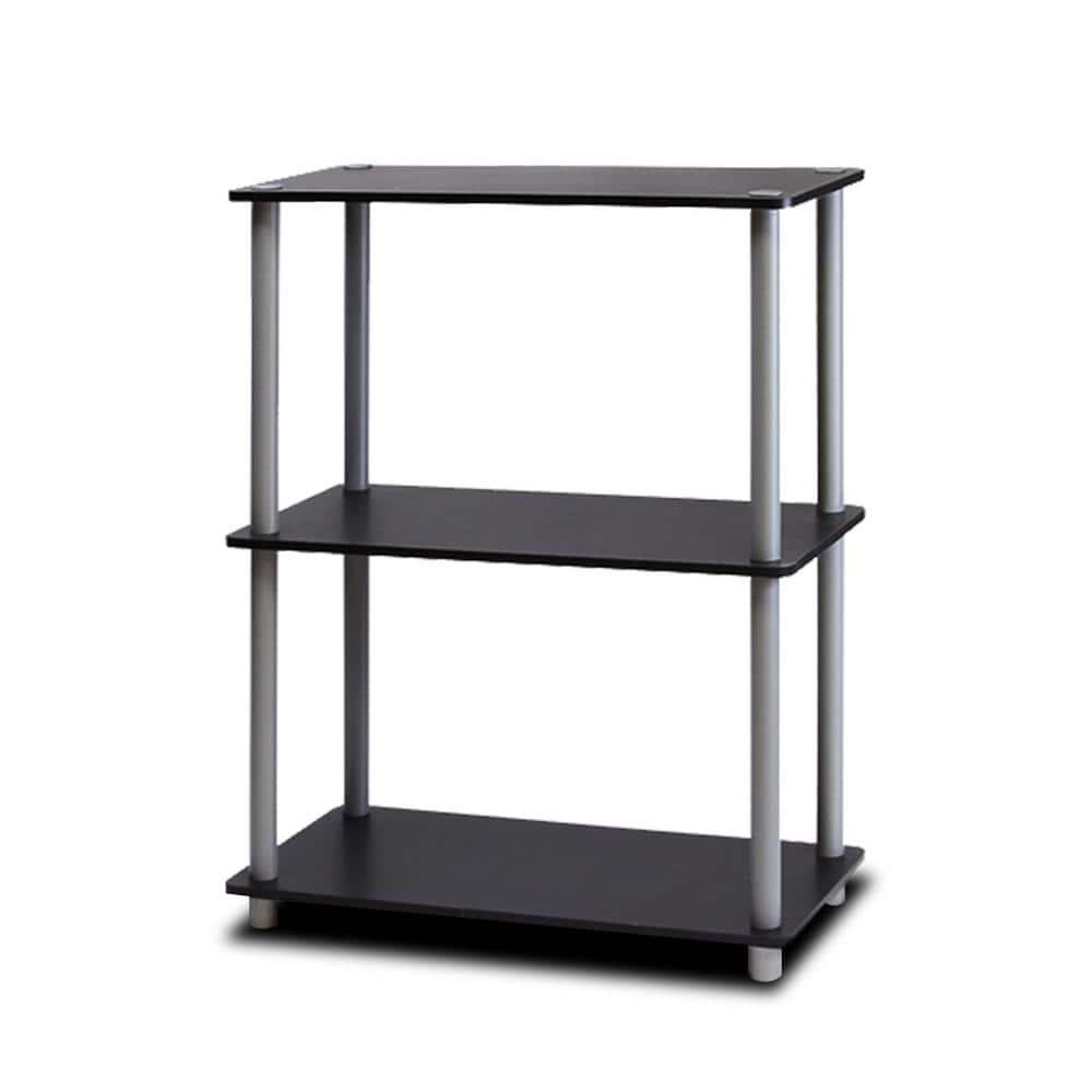 Furinno Durable 23.6 W x 11.6 D x 29.5 H 3-Shelf Freestanding Shelving Unit, Black and Gray