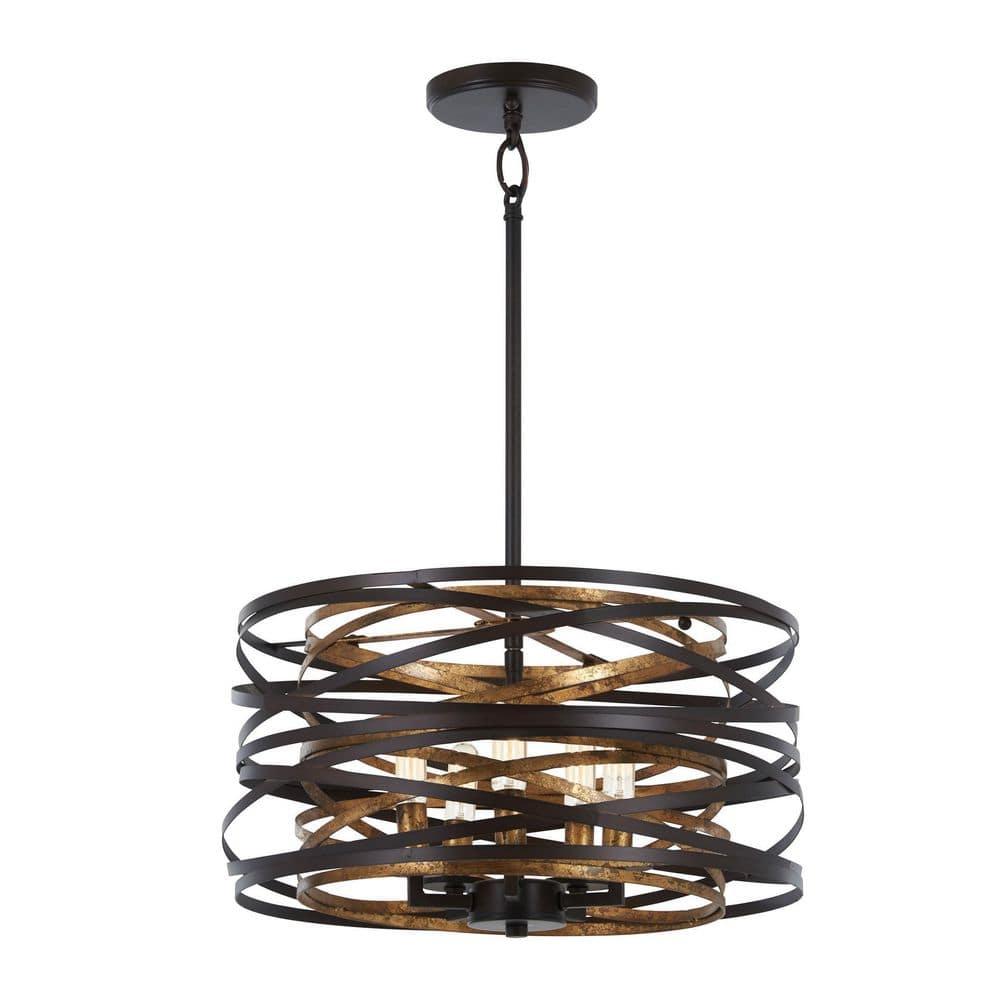 Minka Lavery Dark Bronze Mosaic Gold Pendant Chandelier 16" Wide Modern 5-Light Fixture for Dining Room House Foyer Kitchen Home