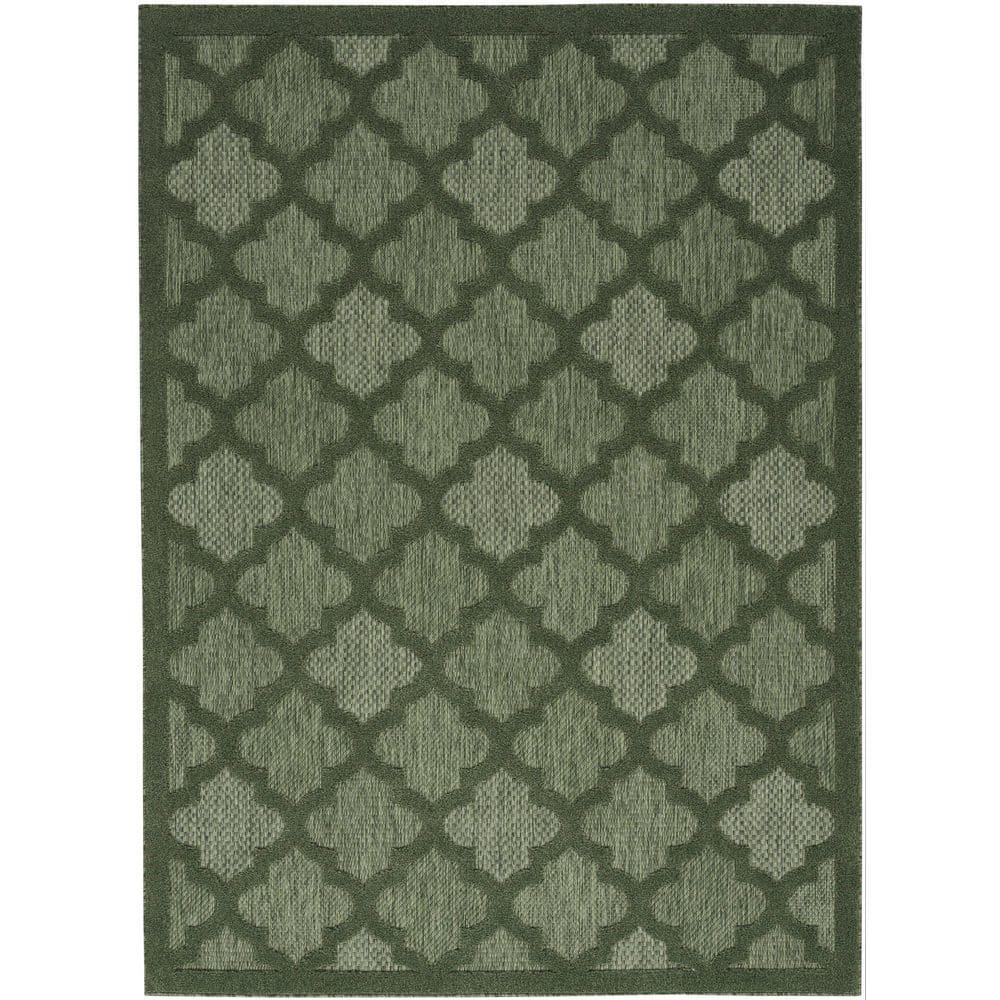 Green Trellis 6' x 9' Synthetic Flat Woven Area Rug