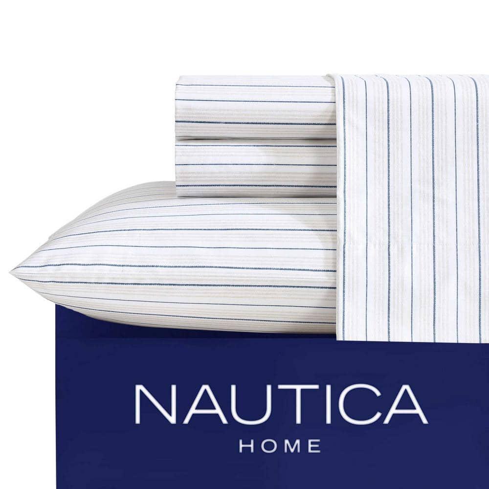 Full Size Sable Heather Cotton Percale Stripe Sheet Set