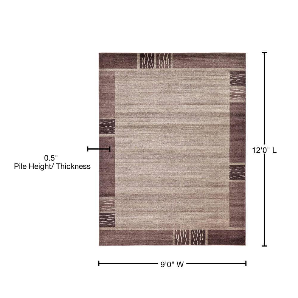 Unique Loom Del Mar Collection Area Rug - Sarah (9' x 12' Rectangle Dark Beige/Brown)