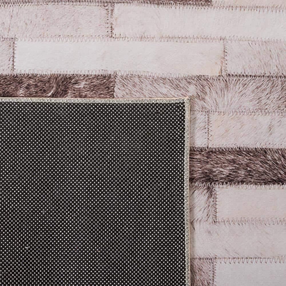 Faux Hide FAH500 Power Loomed Machine Washable Area Rug - Beige/Brown - 6'x6' - Safavieh.