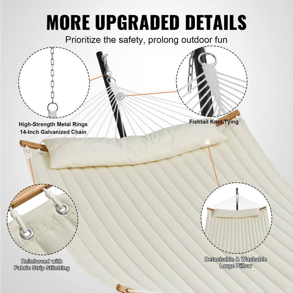 2-Person Hammock with Stand Double Hammock with Curved Spreader Bar Pillow Carrying Bag Outdoor 480 lbs. Capacity