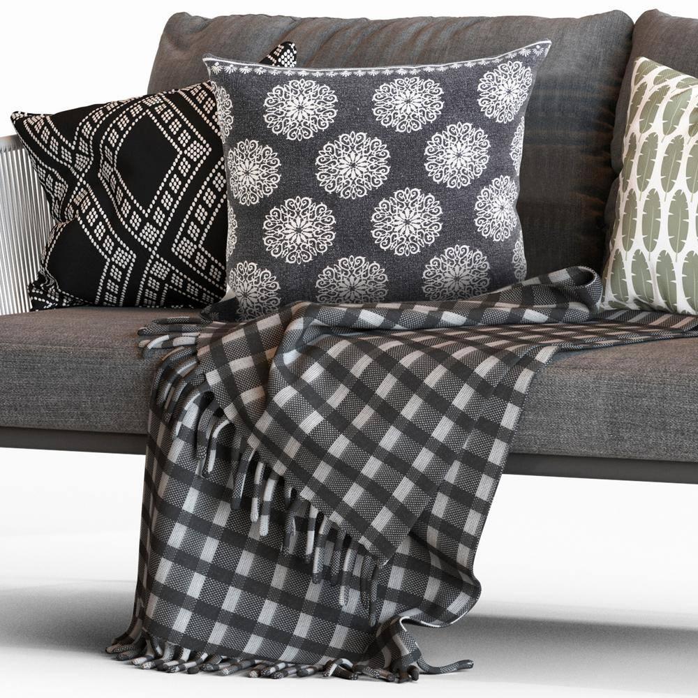 Ox Bay 20" x 20" Traditional, Bohemian, Vintage, Cottage Black, White, Multi-color Floral Cotton Throw Pillow , Zip Closure