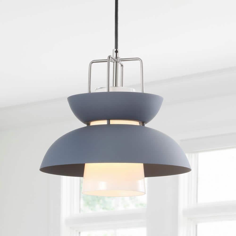 Paul 11" Farmhouse Metal LED Pendant, Gray