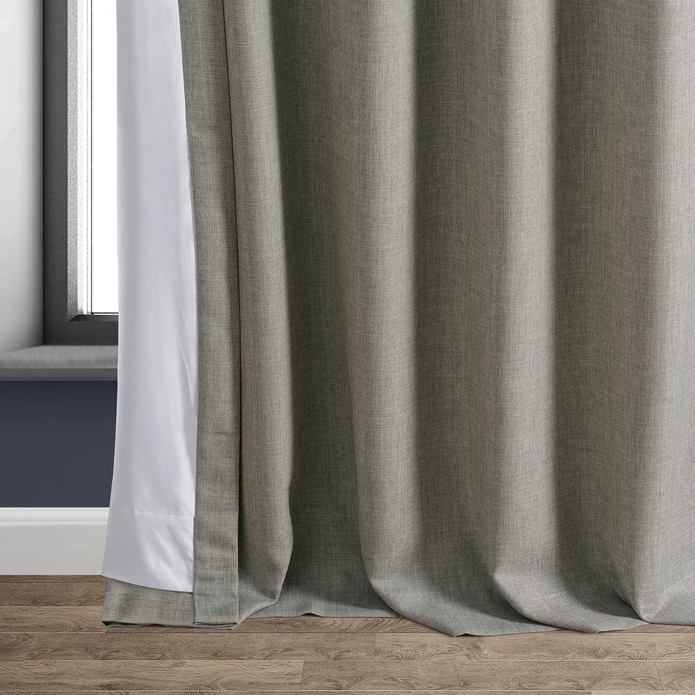 Signature Destination Slate Faux Linen Blackout Curtain (1 Panel), Destination Slate, 50W X 96L
