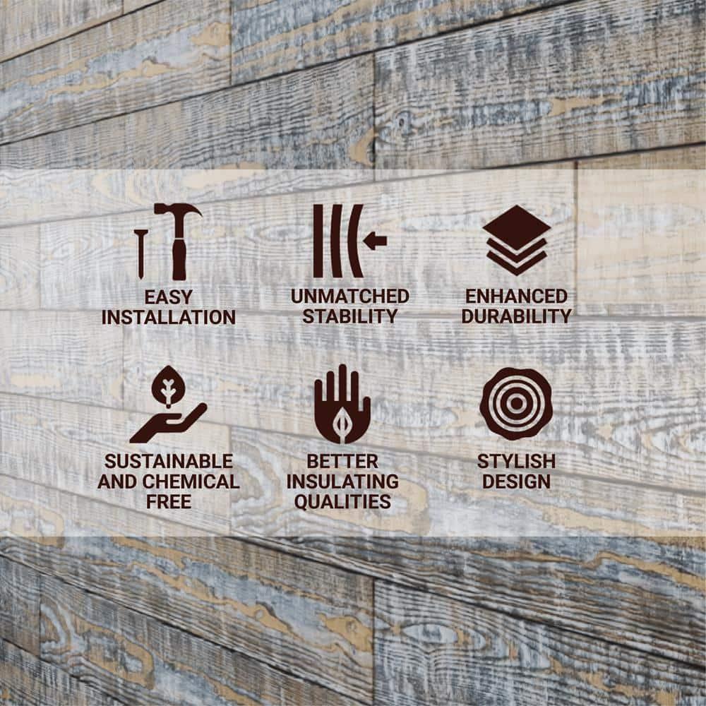 Thermo-Treated 1/4 in. x 5 in. x 4 ft. Barn Wood Wall Planks (10 sq. ft. 6-Pack)