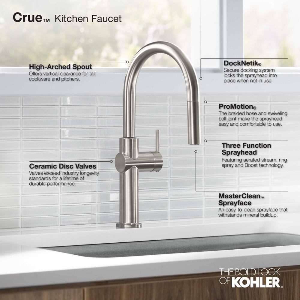 Crue Touchless Pull-Down Kitchen Sink Faucet with Three-Function Sprayhead