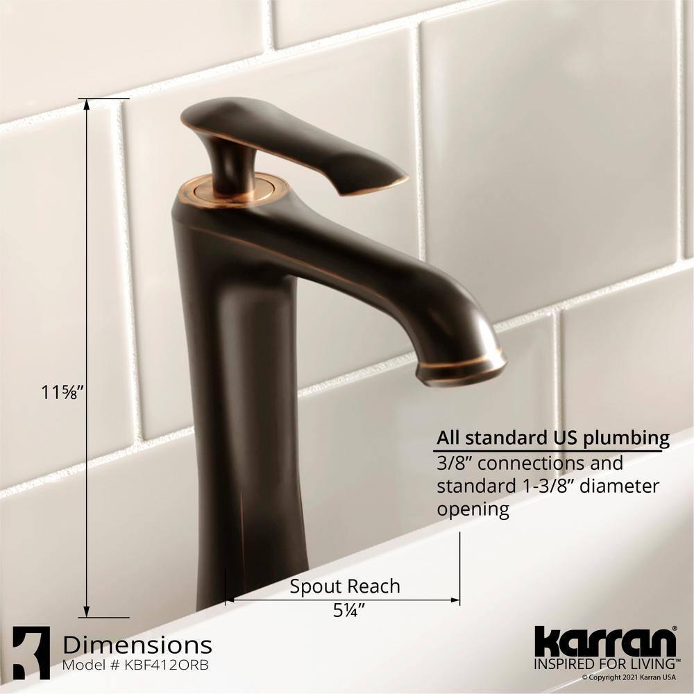 Karran Woodburn Single Handle Single Hole Vessel Bathroom Faucet With Matching Pop-up Drain