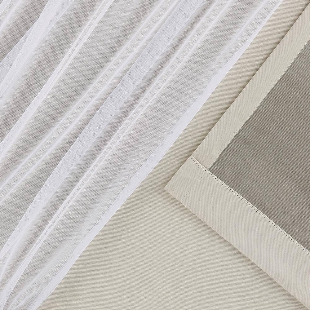 Set of 2 (63"x52") Caterina Layered Solid Blackout with Sheer Top Curtain Panels Sand - Exclusive Home: Thermal Insulated