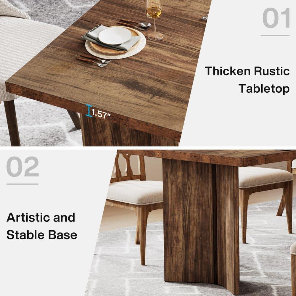 Tribesigns 63" Dining Table for 4-6, Wood Farmhouse Kitchen Table for Dining Room, Dark Brown