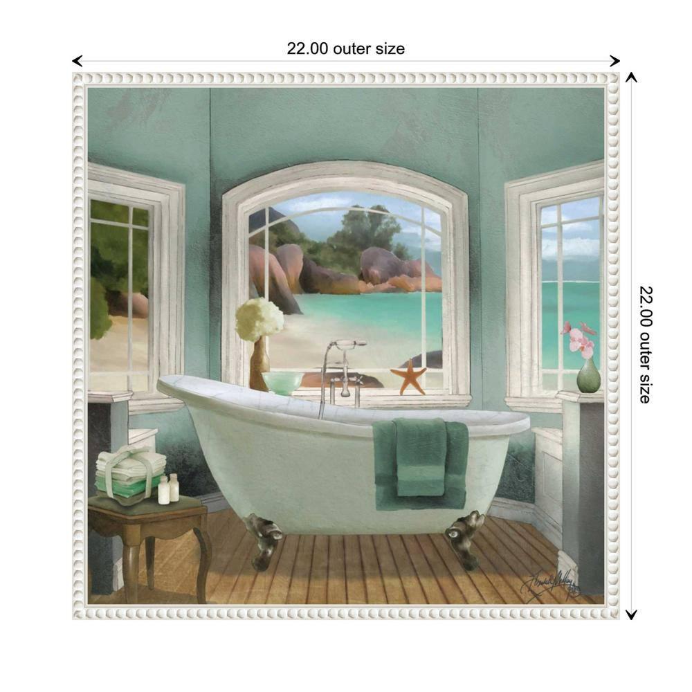 Amanti Art Oceanview Bath II by Elizabeth Medley Canvas Wall Art Print Framed 22 x 22-in.