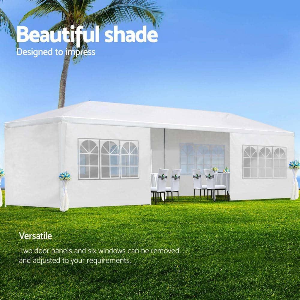 10 ft. x 30 ft. White Wedding Party Canopy Tent Outdoor Gazebo with 8 Removable Sidewalls