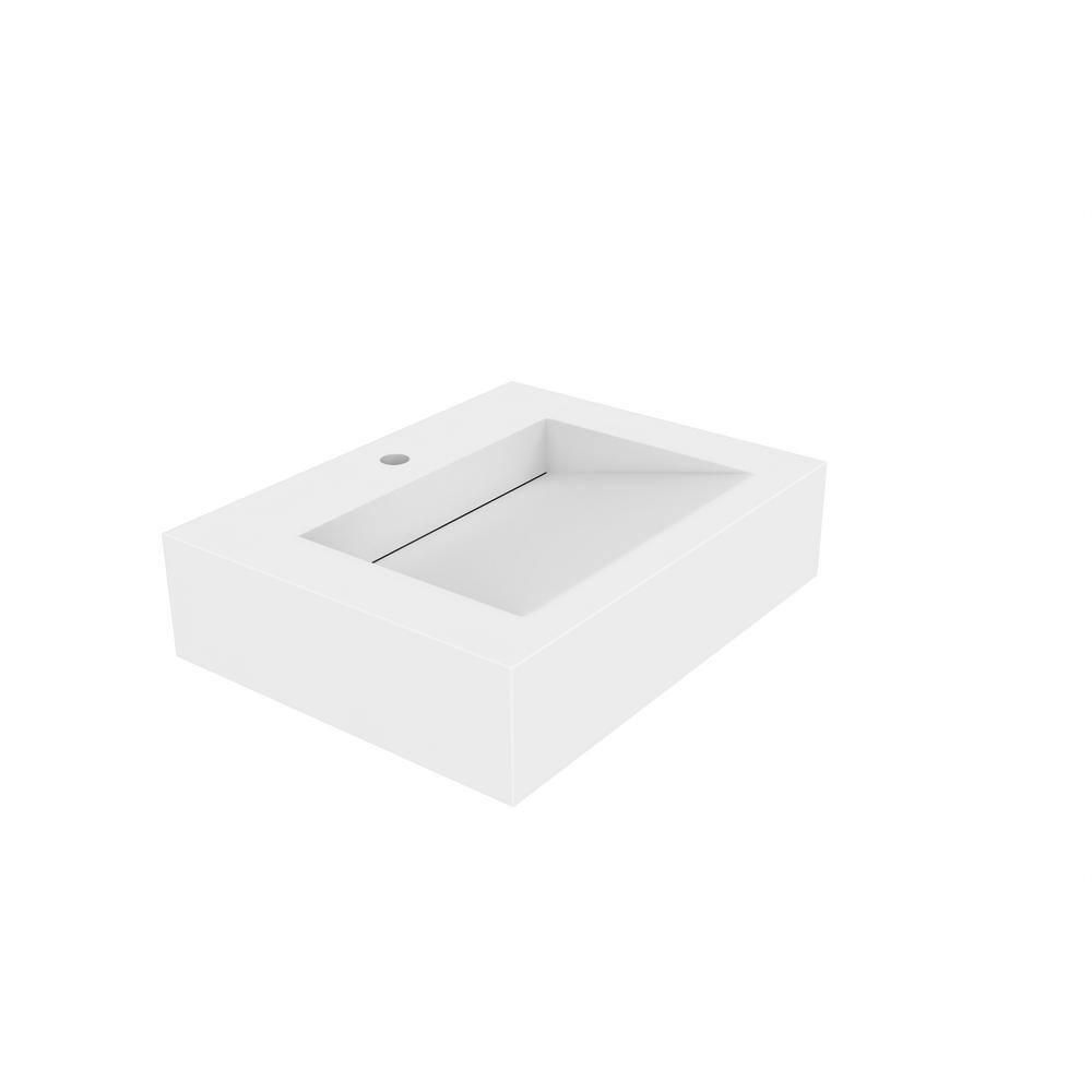 CastelloUSA Pyramid 24" Wall-Mounted Modern Bathroom Sink with Ramp Basin CB-GM-2053-24