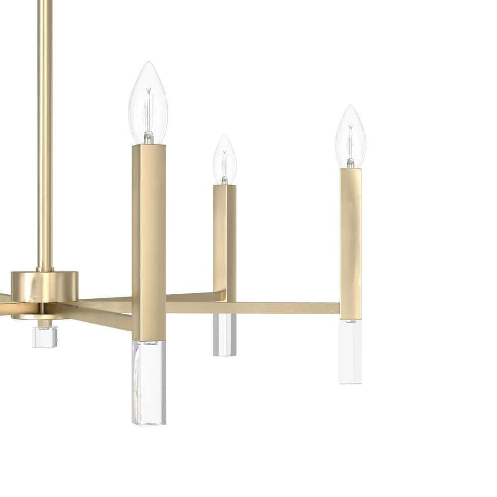 Hunter - Sunjai 6-light Alturas Gold, Large Chandelier, Dimmable, Formal Style, Candle Shaped, for Bedrooms, Kitchens, Dining, Living Rooms - 19519