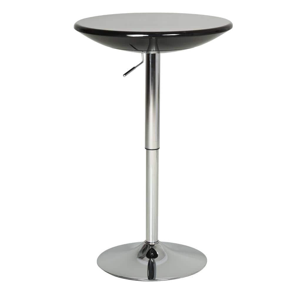 HOMCOM 24.5" Round Cocktail Bar Table Metal Base Tall Bistro Pub Desk Adjustable Counter Height Black Silver