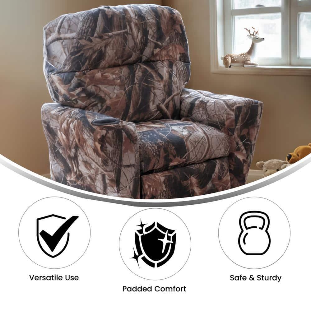 Flash Furniture Chandler Contemporary Camouflaged Fabric Kids Recliner with Cup Holder