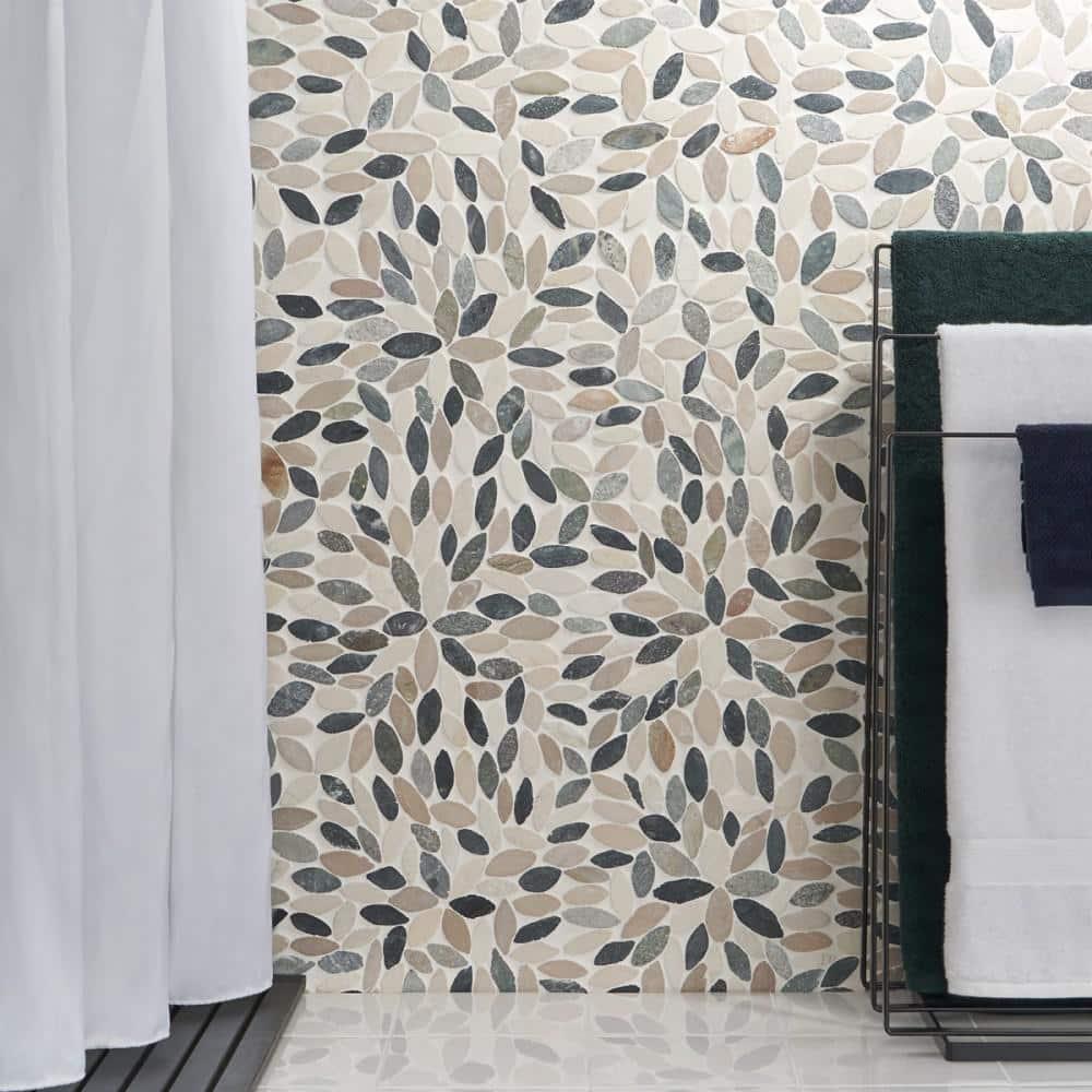 Picturesque Flower 11.81 in. x 11.81 in. Natural Stone Floor and Wall Mosaic Tile (0.97 Sq. Ft. / Each)