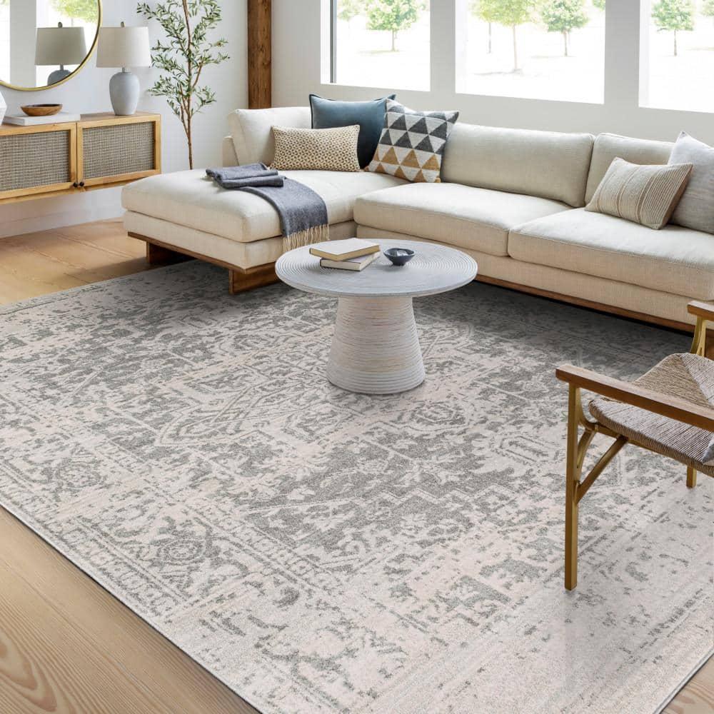 Livabliss Harput Vintage Medallion Area Rug,12' x 15',Grey