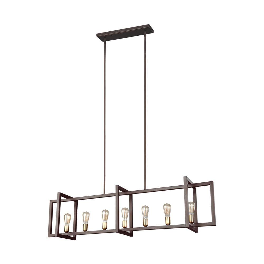 Finnegan New World Bronze Geometric 7-Light Island Chandelier