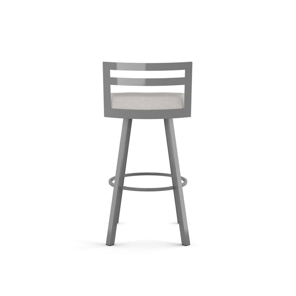 Amisco Derek 30 In. Swivel Bar Stool - Light Grey Polyurethane / Metallic Grey Metal