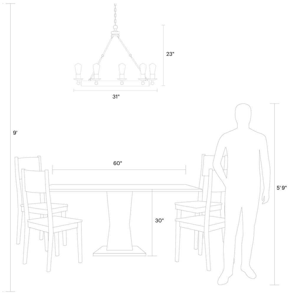 Rosswood Metal Chandelier (25"-31")