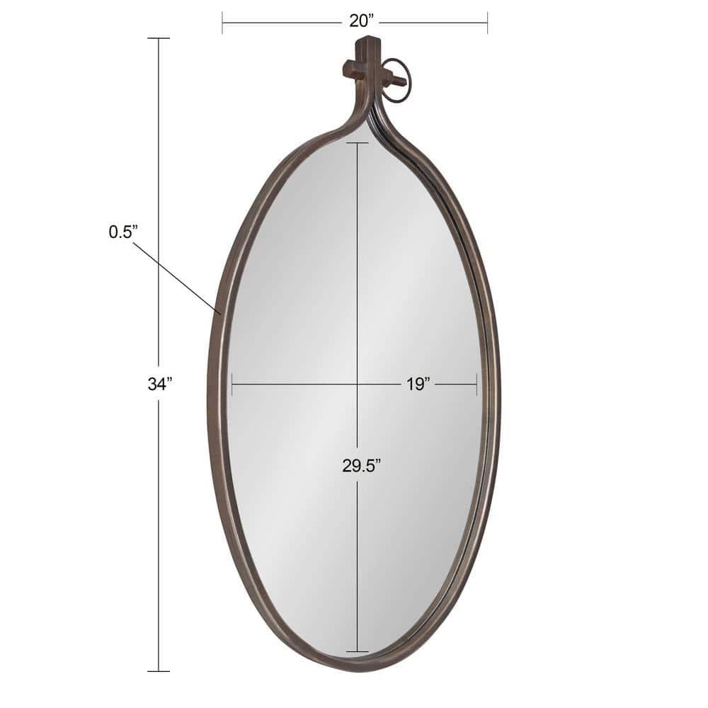 Kate and Laurel Yitro Rustic Oval Metal Framed Wall Mirror, 20 x 34, Rustic Metal, Chic Industrial Accent Mirror for Wall