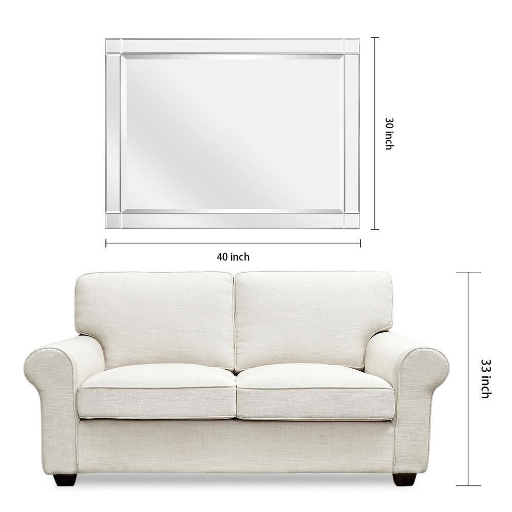 Empire Art Direct Moderno Squared Corner Beveled Rectangle Wall Mirror, Solid Wood Frame, 1"-Beveled Center Mirror, Ready to Hang - Clear 30 in. x 40