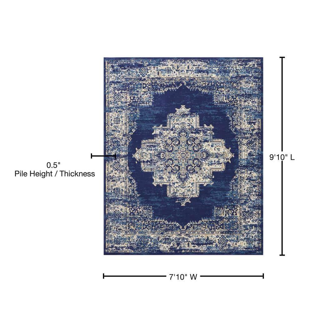 Nourison Grafix GRF14 Navy Blue Area Rug 7'10" x 9'10"