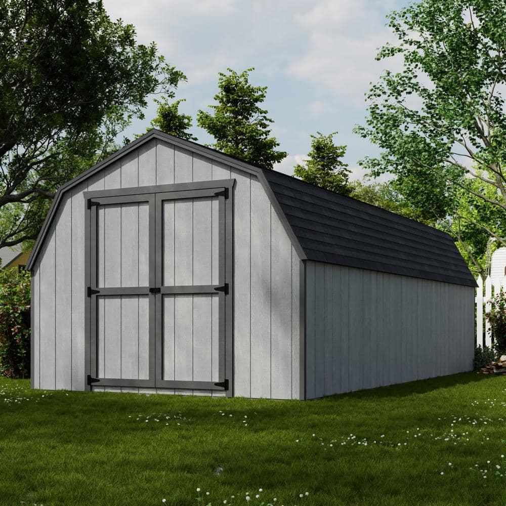Little Cottage Co. 10x20 Value Gambrel Barn with 4 ft. Sidewalls with Floor, Outdoor Wood Storage Shed Do-It-Yourself Precut Kit