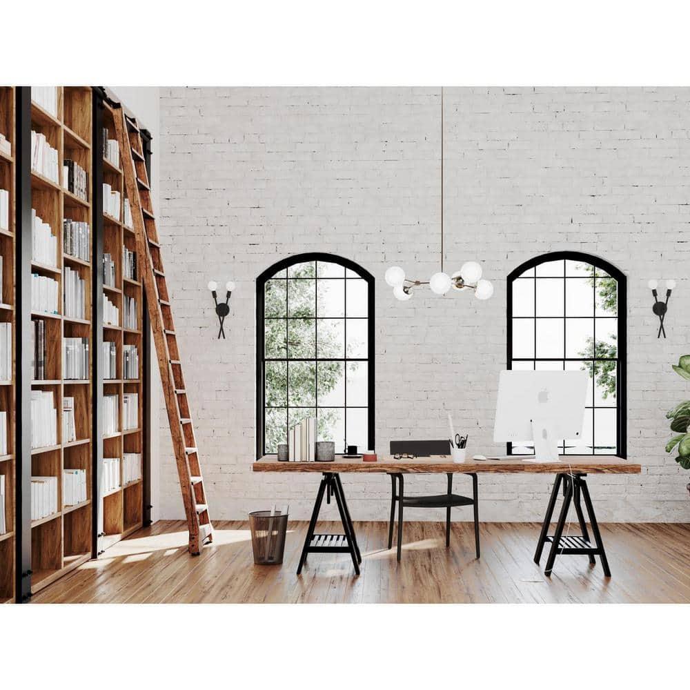 Progress Lighting Haas 6-Light Chandelier, Brushed Nickel, Etched Opal Glass Globes, Design Series