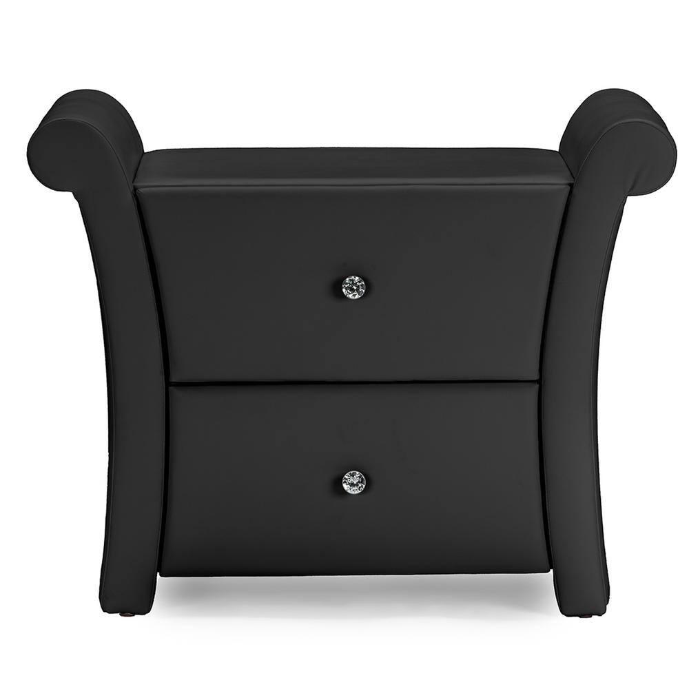 Victoria Matte Faux Leather Nightstand: 2 Drawers, Rectangle Shape - Baxton Studio