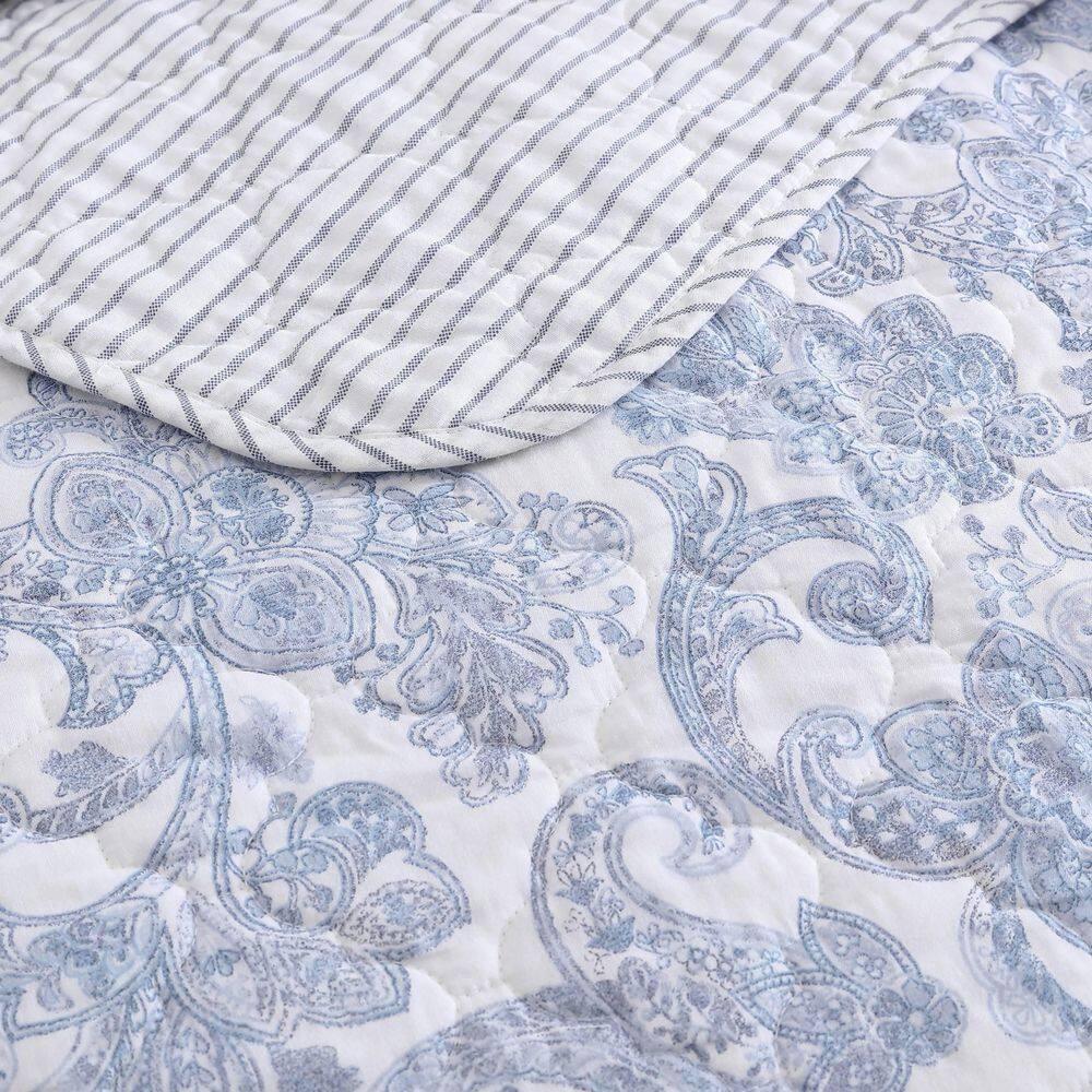 2pc Twin Field of Paisley Quilt Set Blue - Stone Cottage