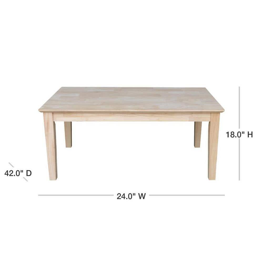 International Concepts Whitewood Tall Shaker Unfinished Coffee Table