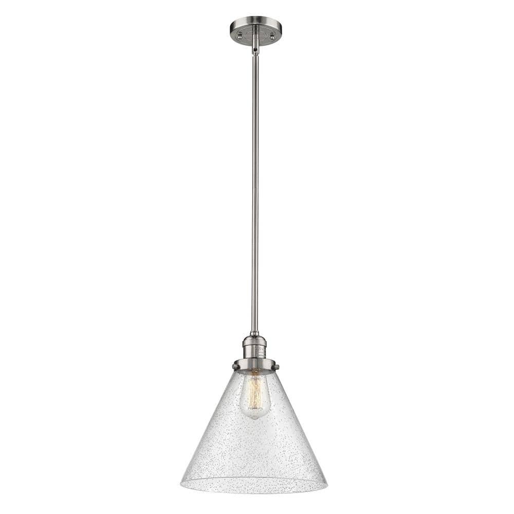 Polished Nickel Mini Pendant with Glass Shade