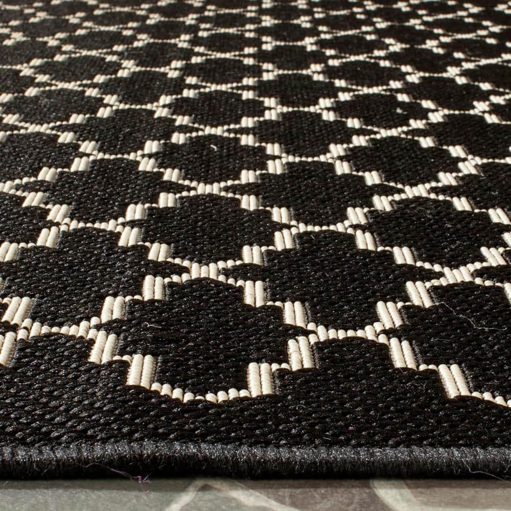 Courtyard CY6919 Power Loomed Indoor and Outdoor Area Rug - Black/Beige - 6'7"x6'7" - Safavieh