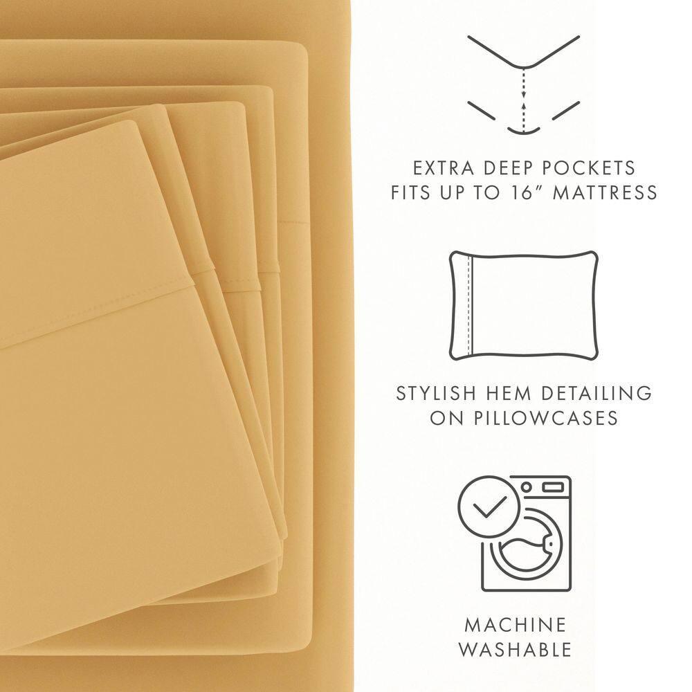 Ienjoy Home Twin Microfiber Gold 4-Piece Bed