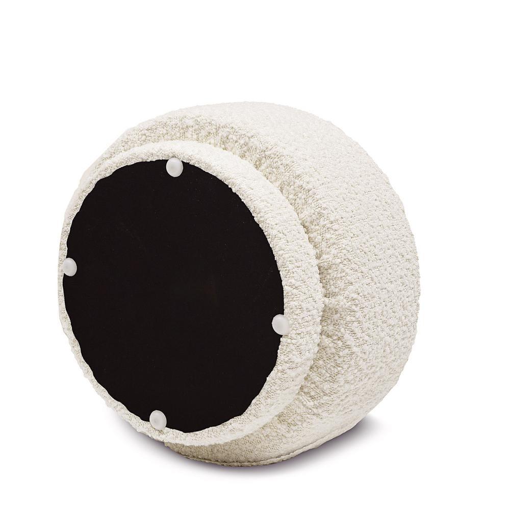 Fuji 15" Mushroom Footstool Ottoman Ivory White Boucle
