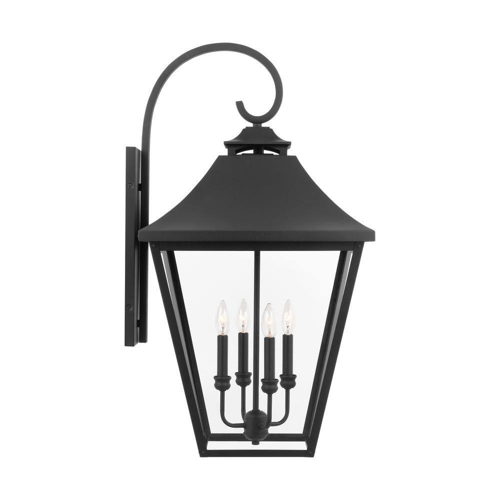 Galena Extra Large Black Outdoor Wall Lantern with Clear Seeded Glass
