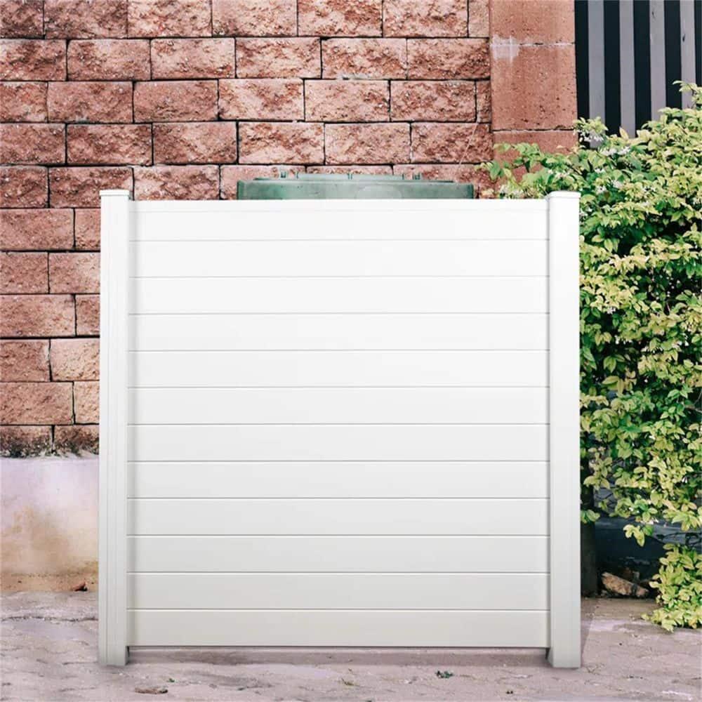 4ft H x 4ft W (2 Panels) No Dig Enclo Premium White Vinyl Privacy Screen, Outdoor Privacy Panels, Use As Air Conditioner Fence, Trash Can Enclosure, Pool Equipment Enclosure, ZP19014