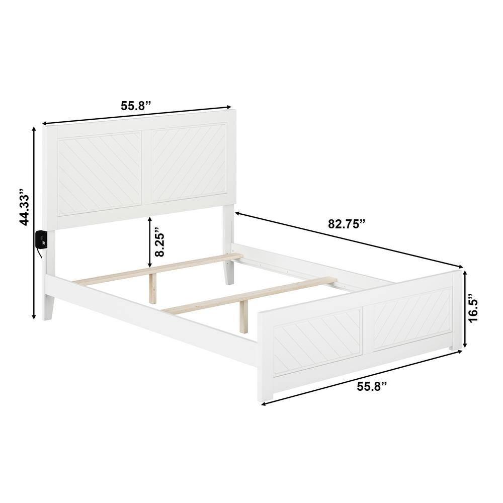 AFI Canyon White Solid Wood Foundation Bed Frame with Matching Footboard, Full
